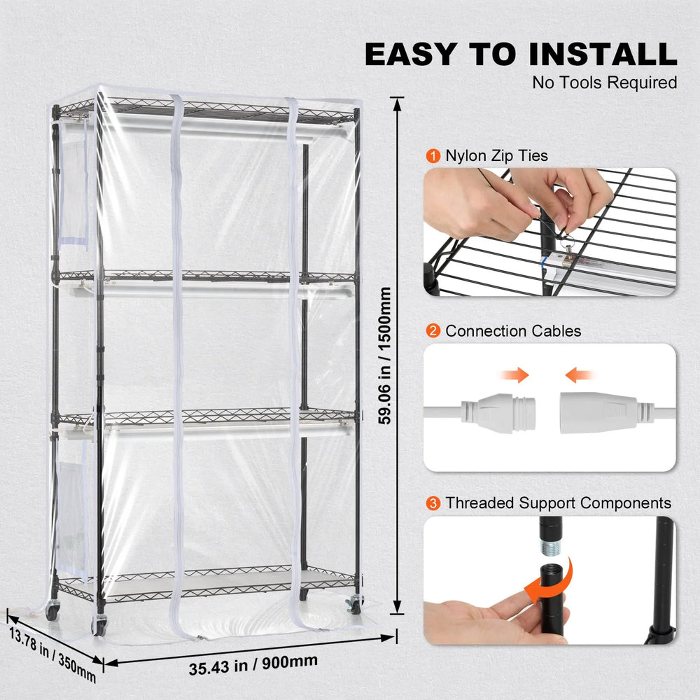Vevor Plant Stand 4-Tier Shelf with 180W Full Spectrum Grow Light and Timer New