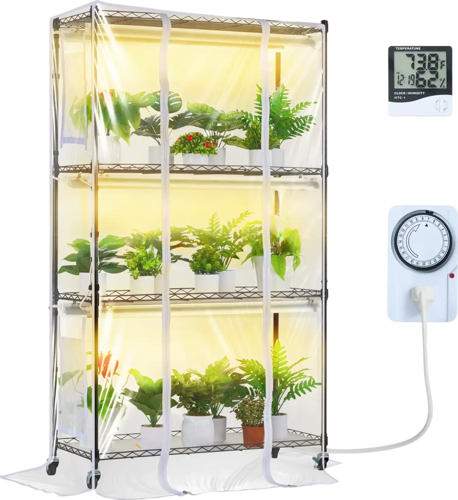 Vevor Plant Stand 4-Tier Shelf with 180W Full Spectrum Grow Light and Timer New