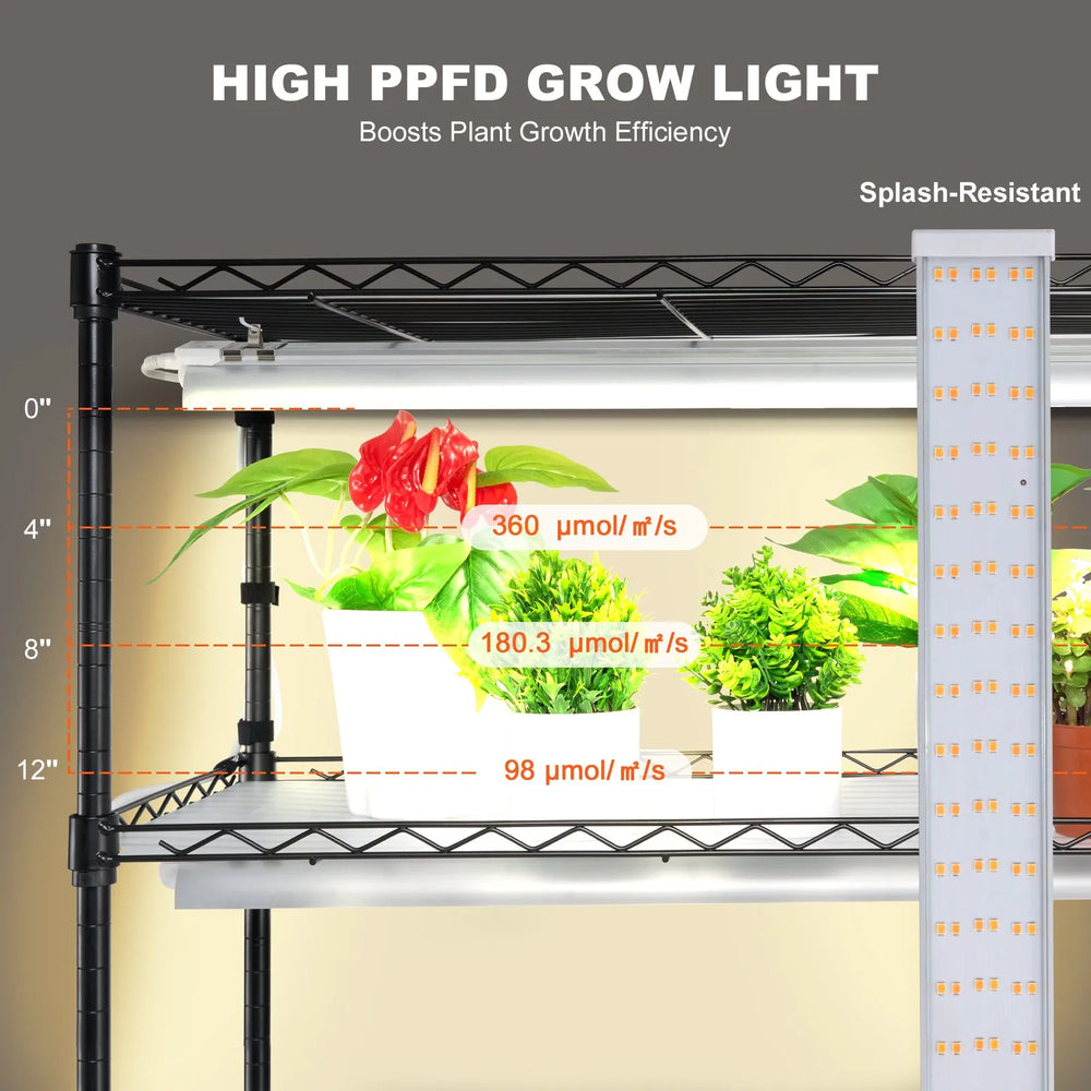 Vevor Plant Stand 6-Tier Shelf with 3000K 200W Full Spectrum Grow Light and Timer New