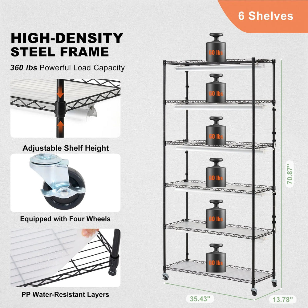 Vevor Plant Stand 6-Tier 71" Shelf with 150W Full Spectrum Grow Light and Timer New