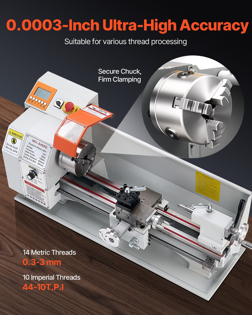 Vevor Benchtop Lathe Machine 8" x 16" 0-2500 RPM Variable Speed 550W New
