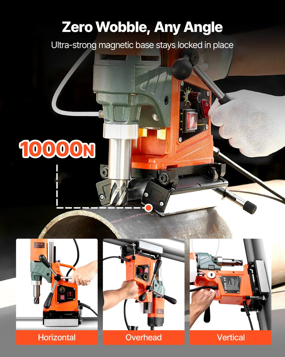 Vevor Magnetic Drill Press 2 inch Boring Diameter 0-750 RPM Stepless 1400W New