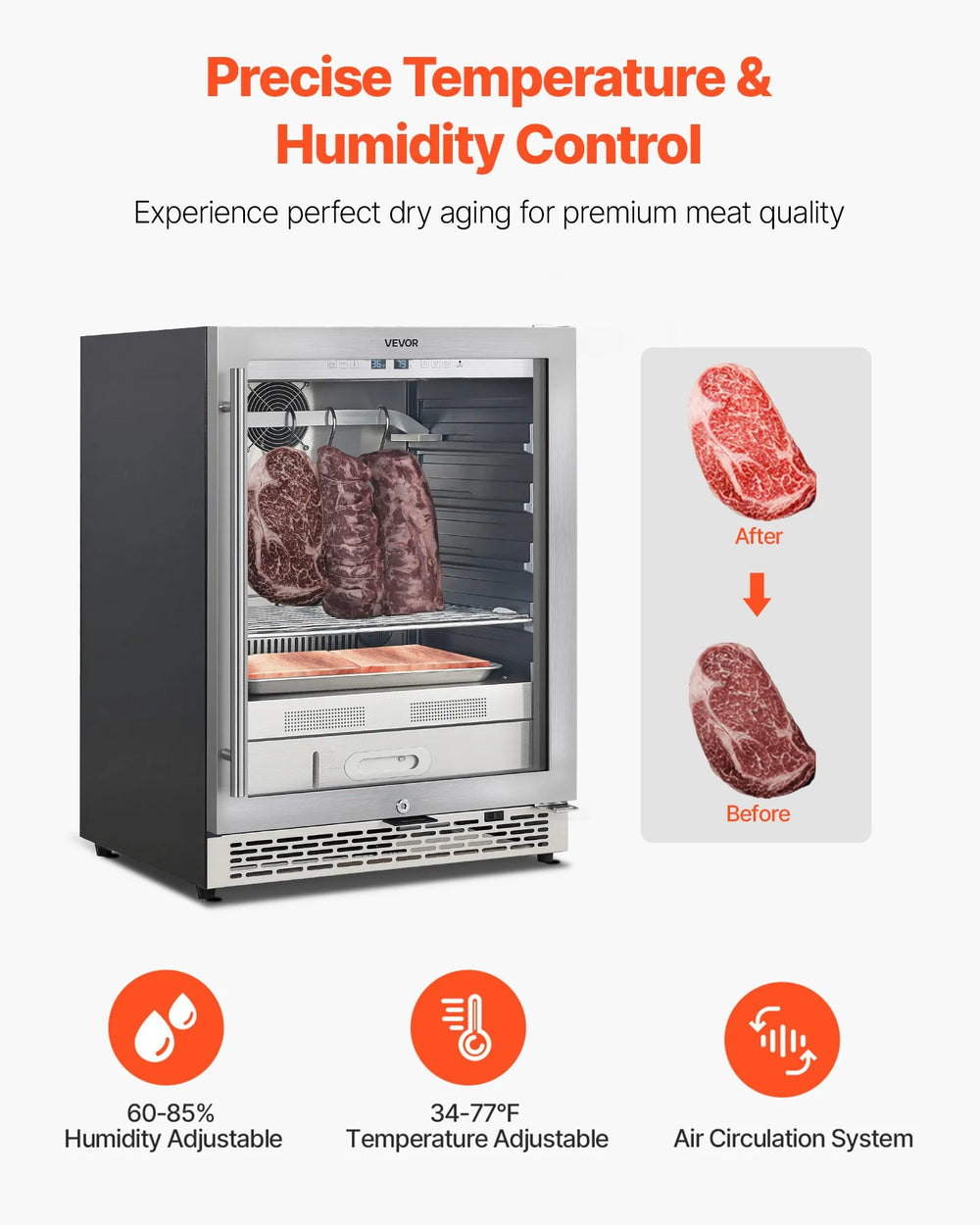 Vevor Dry Ager Refrigerator 99 lbs Capacity Precise Temperature and Humidity Control New