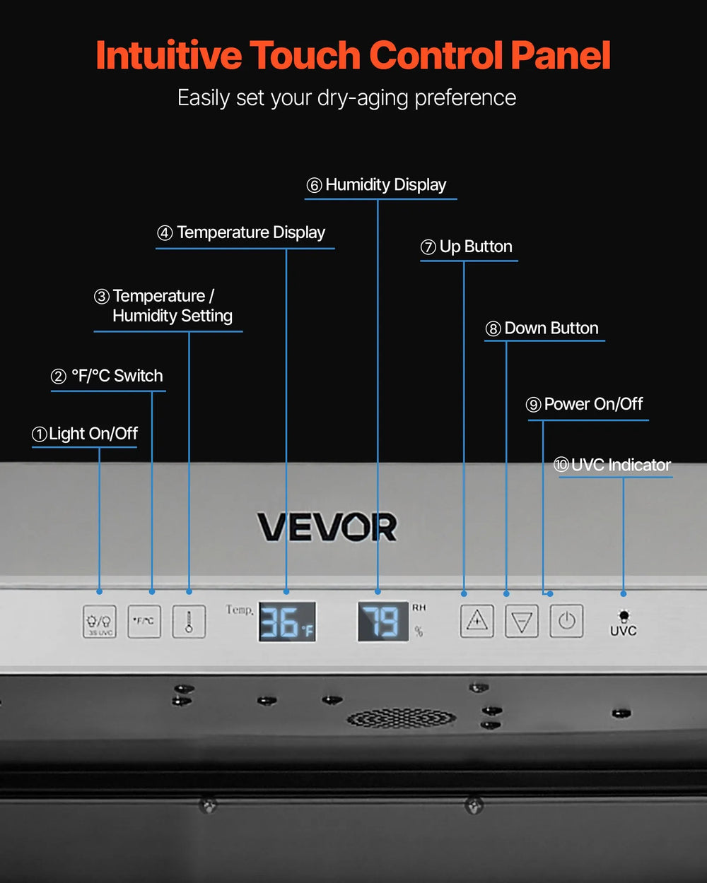 Vevor Dry Ager Refrigerator 298 lbs Capacity Precise Temperature and Humidity Control New