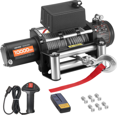 Vevor Electric Winch 10,000 lb. Load Capacity 21/64 in. x 65 ft. Steel Rope Remote Control 12V DC New