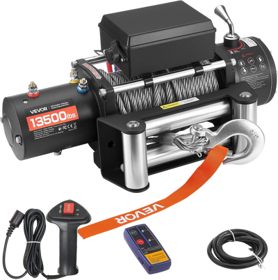 Vevor Electric Winch 13,500 lb. Load Capacity 3/8 in. x 80 ft. Steel Rope Remote Control 12V DC New