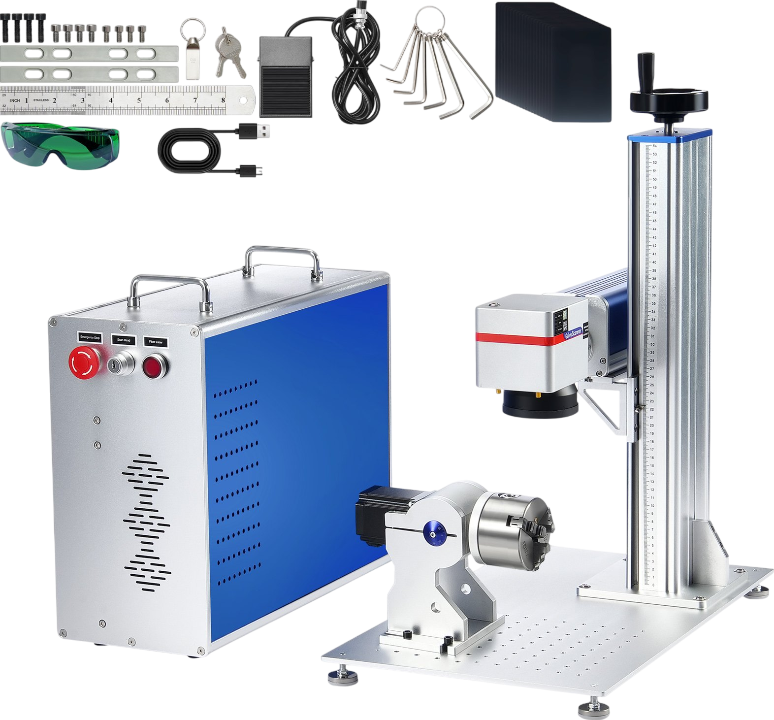 Vevor Fiber Laser Marking Machine 100W Engraver with Rotary Axis New