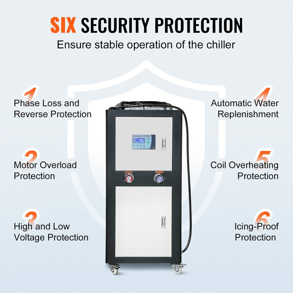 Vevor Industrial Water Chiller 9.4HP 16 Gal. Air-Cooled 15,100Kcal/hr Cooling Capacity 60L Tank New