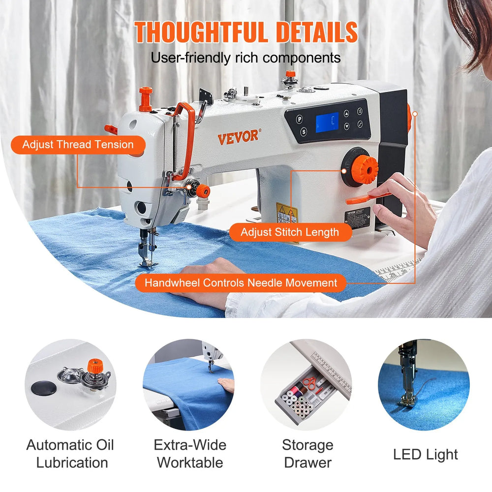 Vevor Industrial Sewing Machine with Table Stand 5000 SPM 550W 120V New