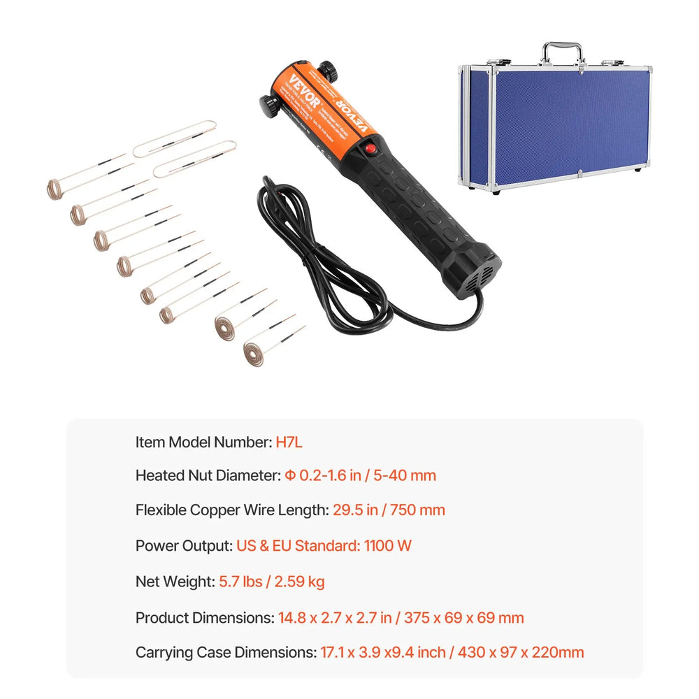 Vevor Magnetic Induction Heater Kit Portable Hand Held with 10 Coils New