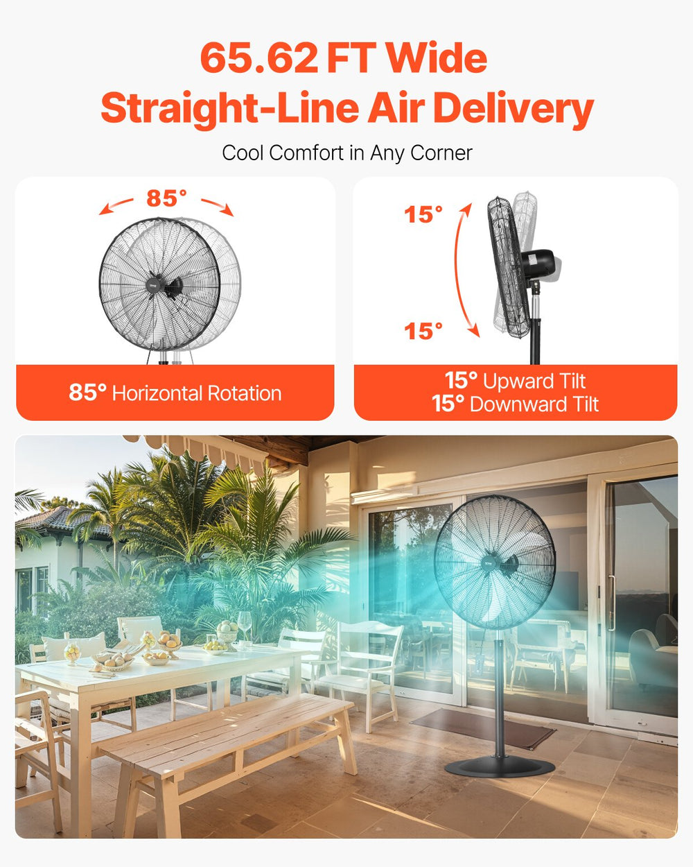 Vevor Industrial Pedestal Fan 30" 3-Speed Oscillating with Adjustable Height New