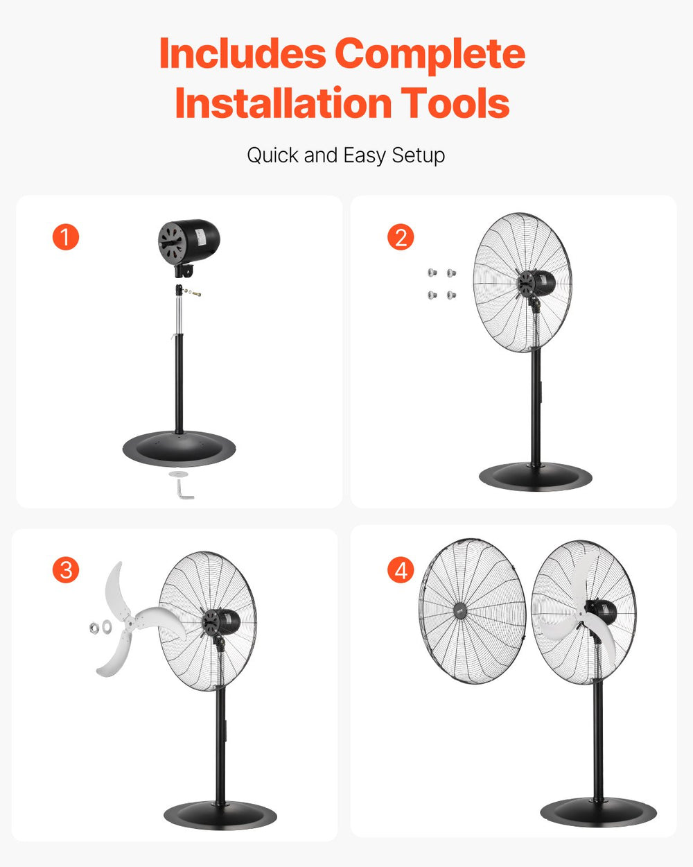 Vevor Industrial Pedestal Fan 30" 3-Speed Oscillating with Adjustable Height New