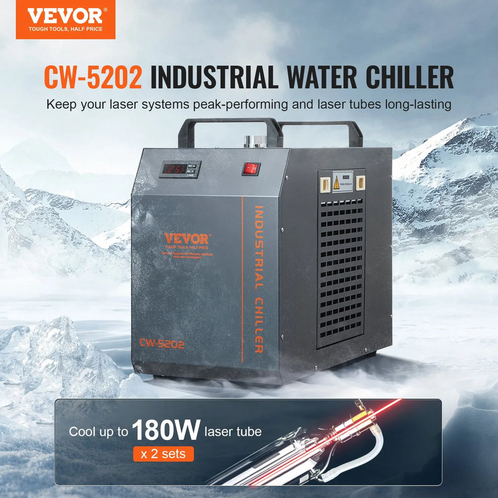 Vevor CW-5202 Industrial Water Chiller with Built-in Compressor 18L/min Flow Rate New