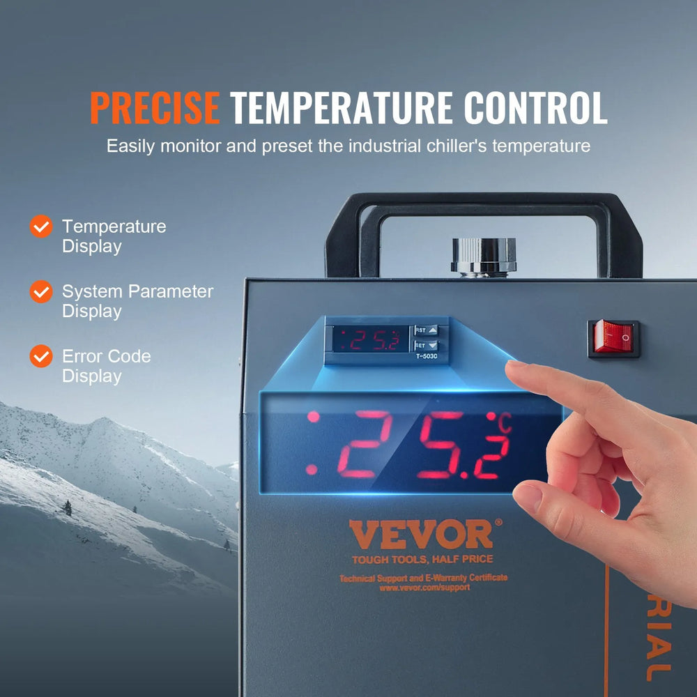 Vevor CW-5202 Industrial Water Chiller with Built-in Compressor 18L/min Flow Rate New
