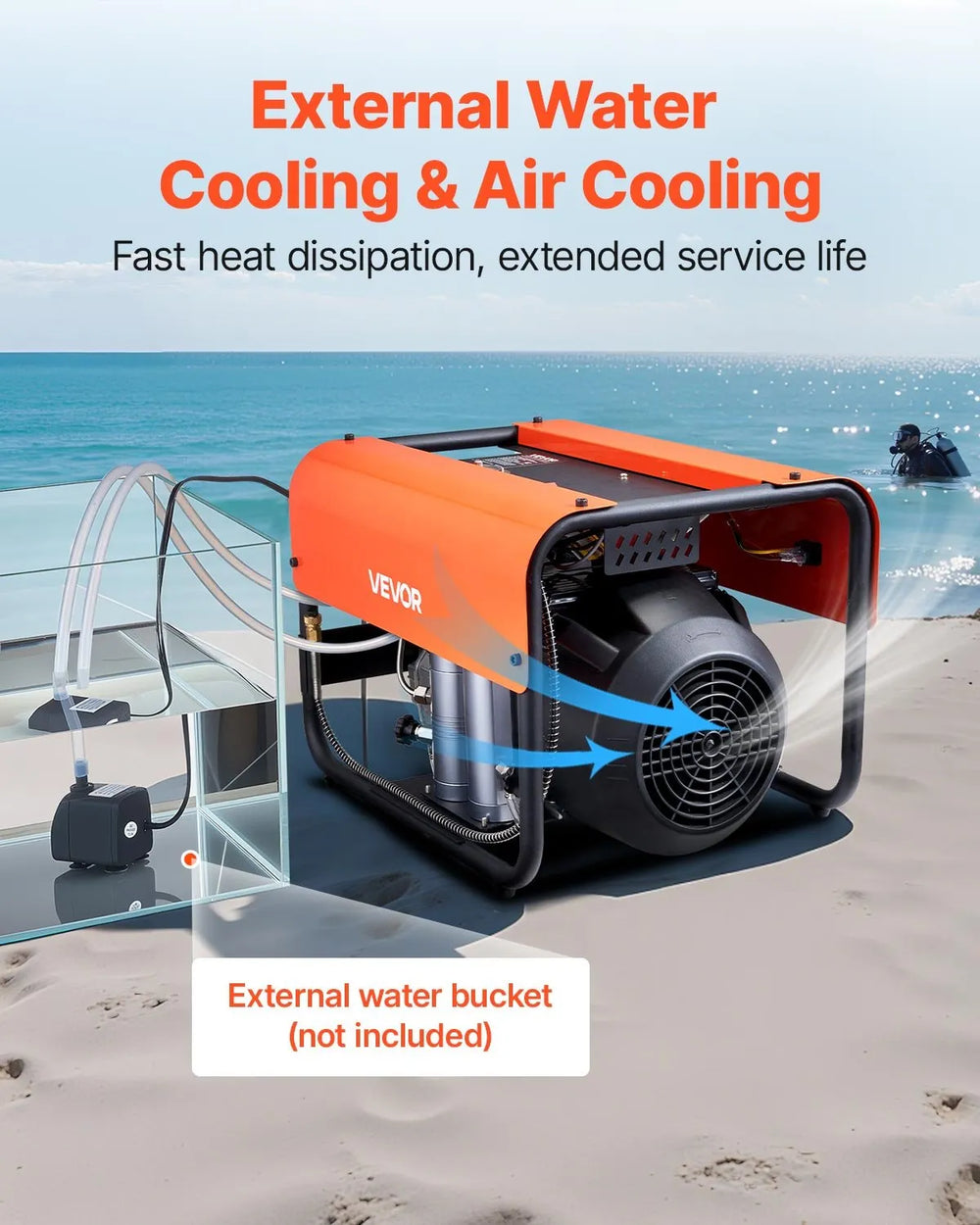 Vevor PCP Air Compressor Double Cylinder 4500 PSI Auto Stop External Cooling New