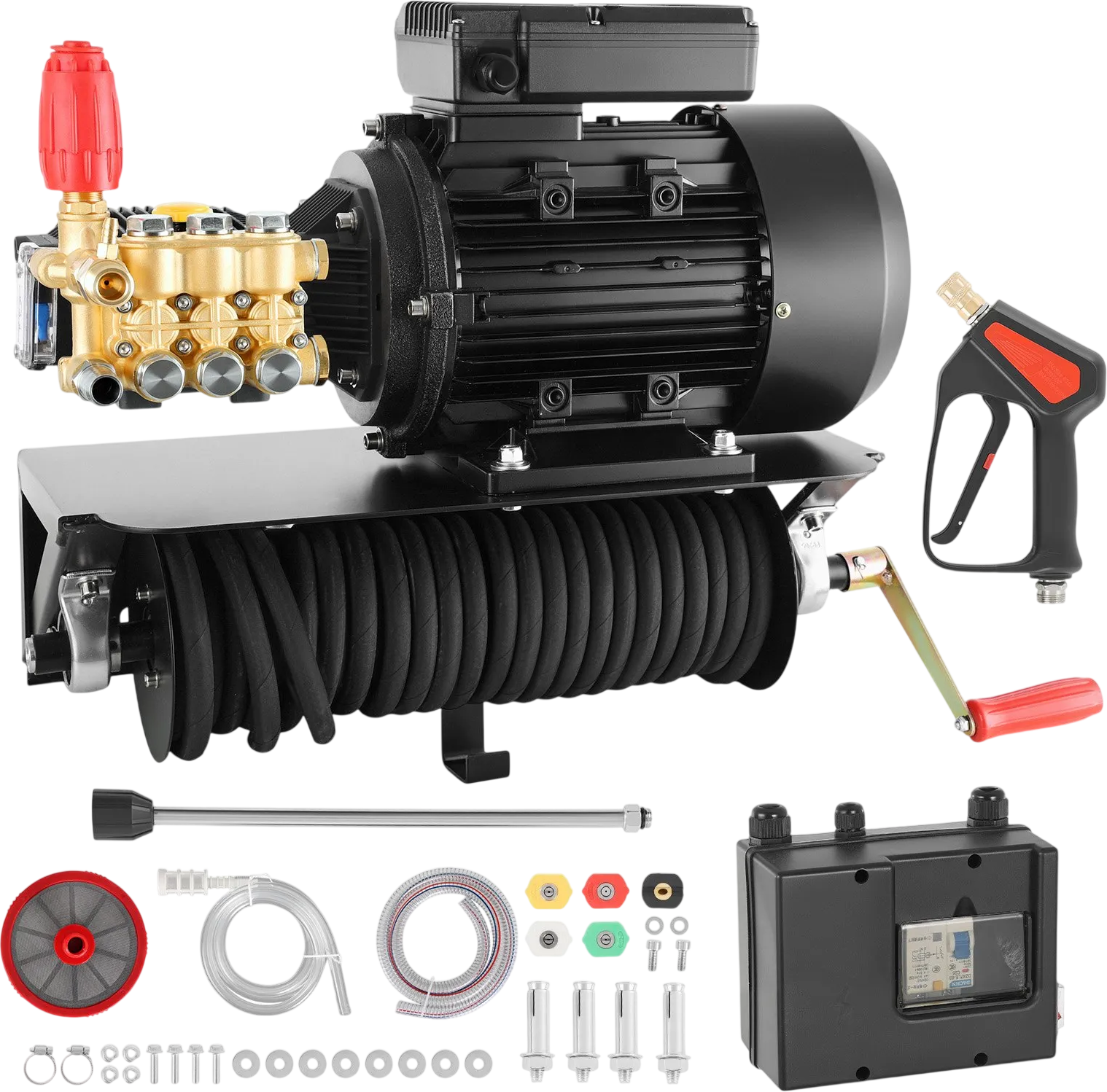 Vevor Electric Pressure Washer Pump Kit 1950 PSI 3.2 GPM with Wall Mount Hose Reel 240V New