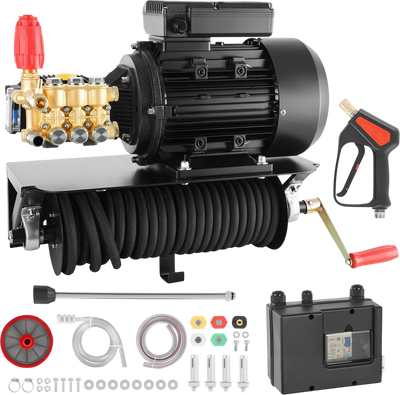 Vevor Electric Pressure Washer Pump Kit 1950 PSI 3.2 GPM with Wall Mount Hose Reel 240V New