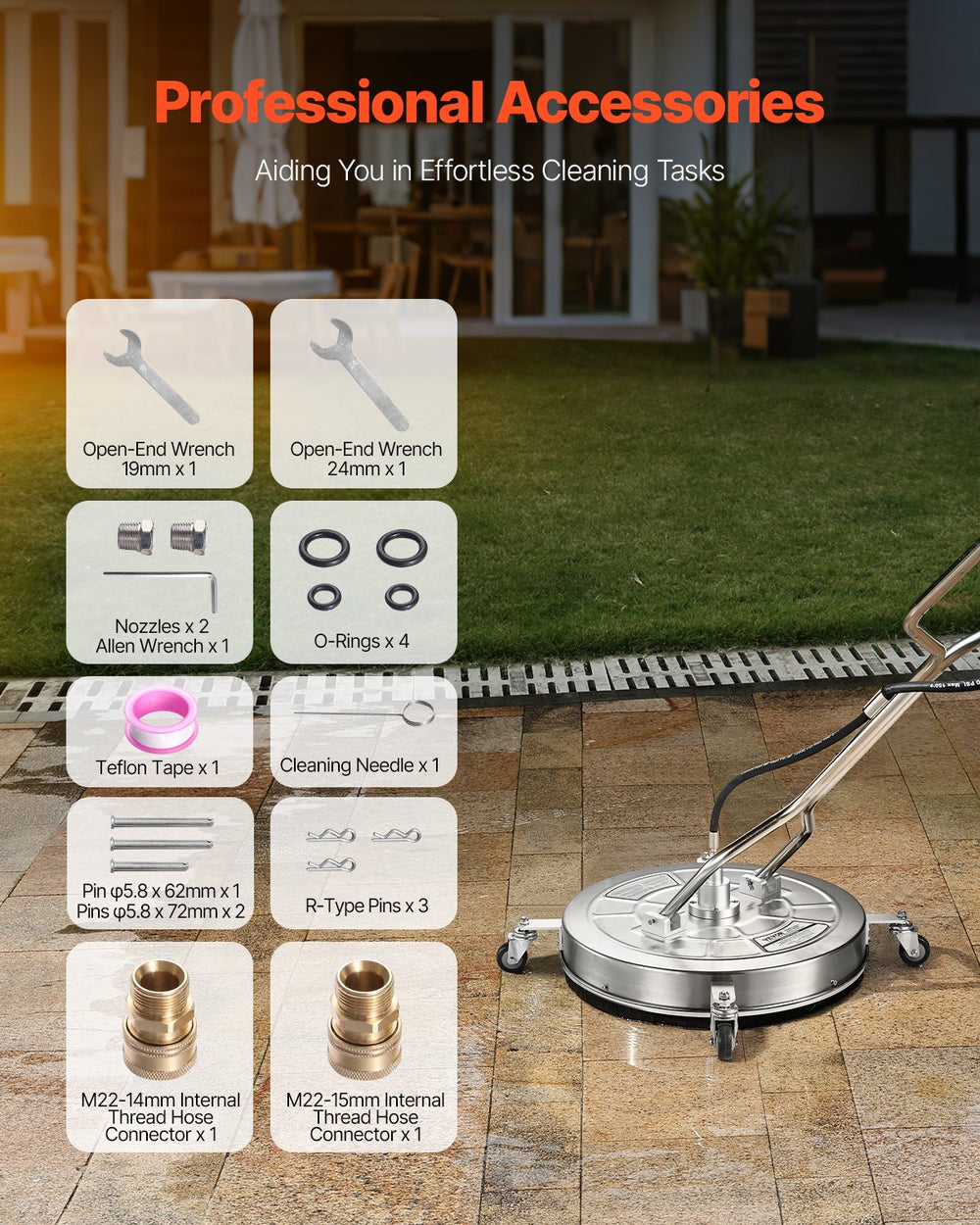 Vevor Pressure Washer Surface Cleaner 24" Dual Handle Max 4500 PSI New