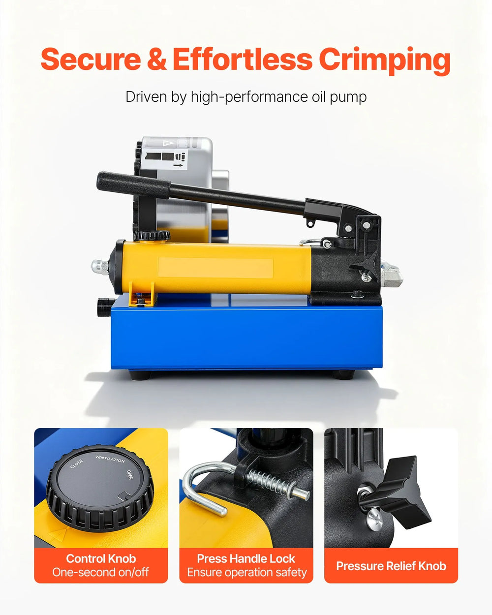 Vevor Hydraulic Hose Crimper Manual with 8 Dies .24" - 1.1" New
