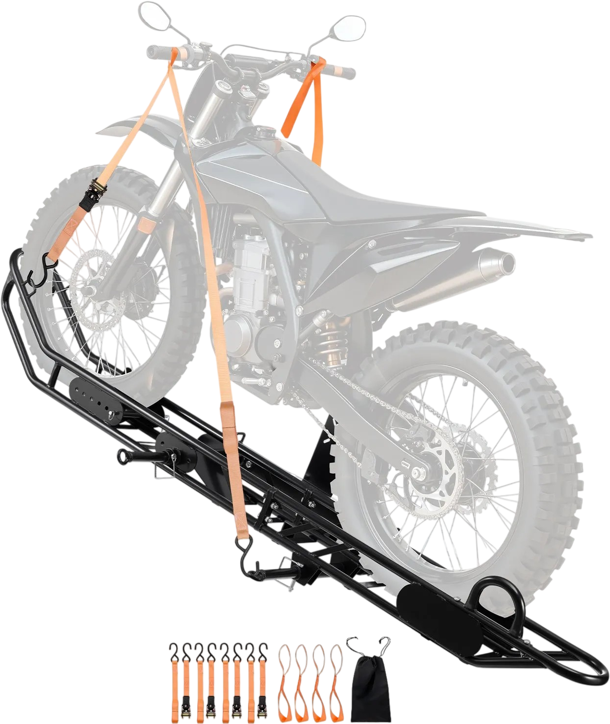 Vevor Motorcycle Carrier Hitch Mount Rack with Anti-Tilt Stabilizer Straps 500 lbs Capacity New