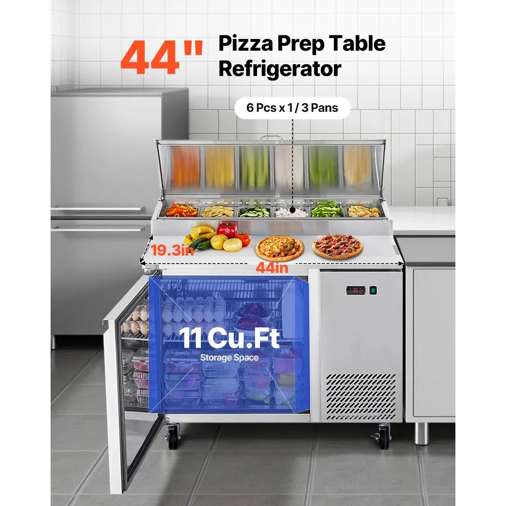 Vevor Refrigerated Prep Table 11 Cu. Ft with 6 Pans and Cutting Board New