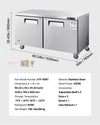 Vevor Commercial Freezer Prep Table 2-Door 14.8 Cu. Ft with LED Lighting New
