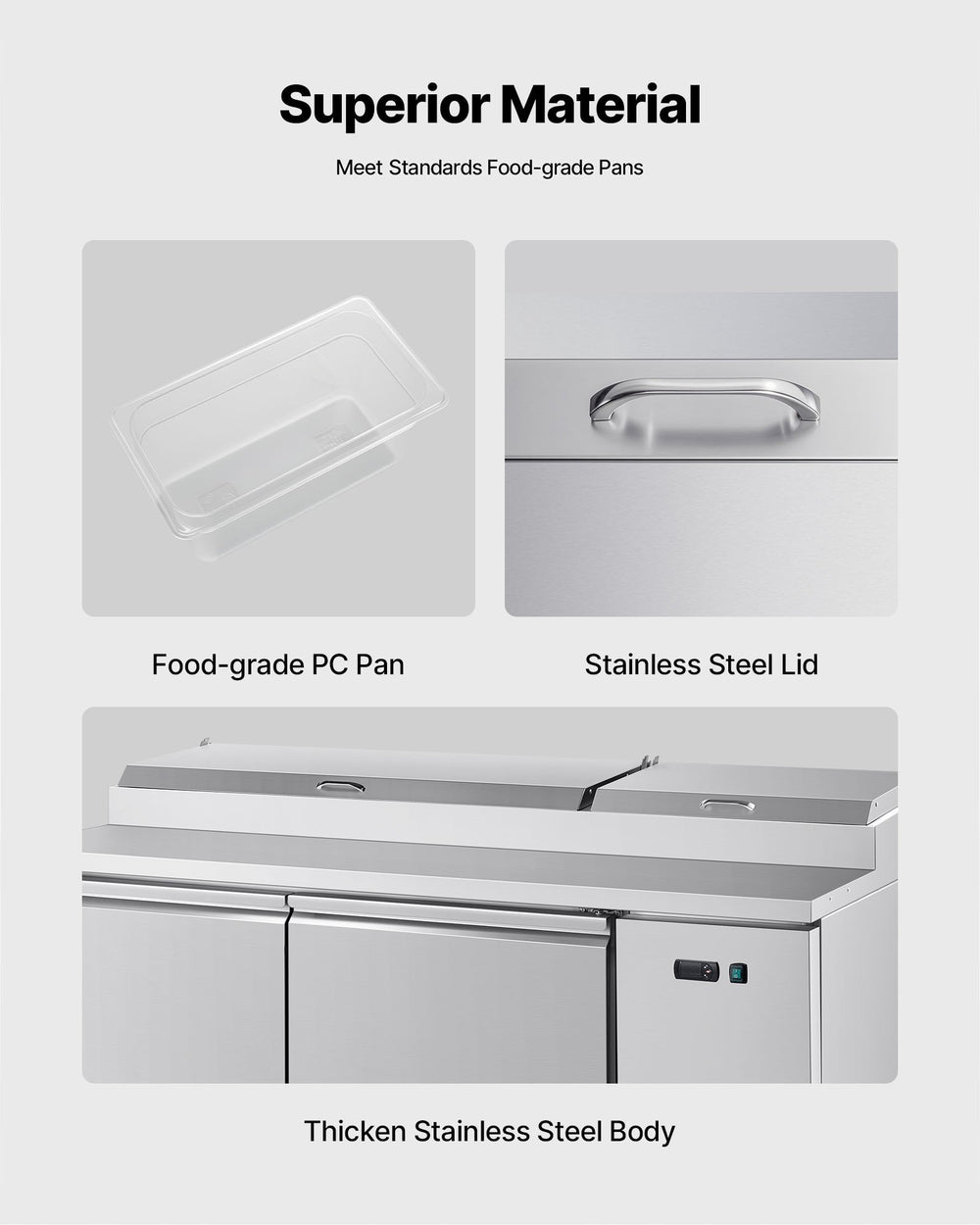 Vevor Commercial Refrigerator Prep Table 20" Countertop 20.3 Cu. Ft with 9 Pans New