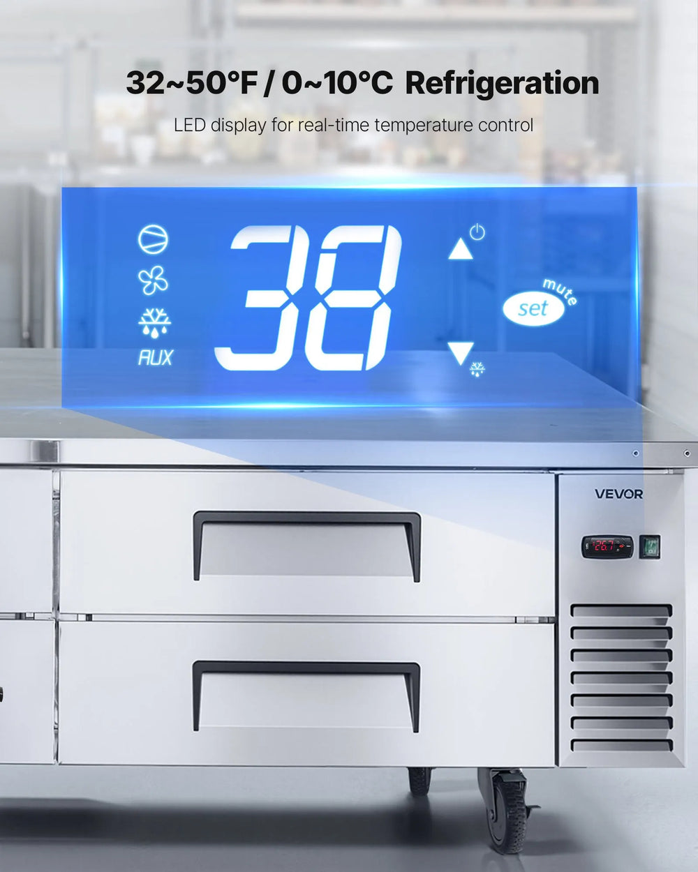 Vevor Chef Base Refrigerator 4-Drawer Undercounter 72" with 12 Pans New