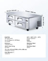 Vevor Chef Base Refrigerator 4-Drawer Undercounter 72" with 12 Pans New