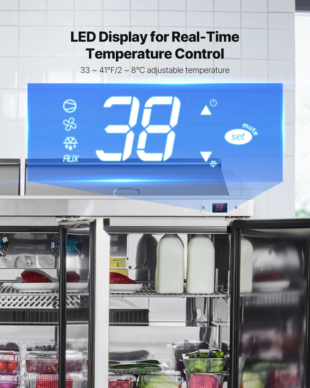 Vevor Commercial Refrigerator Prep Table 18.7 Cu. Ft with 18 Pans and Cutting Board New