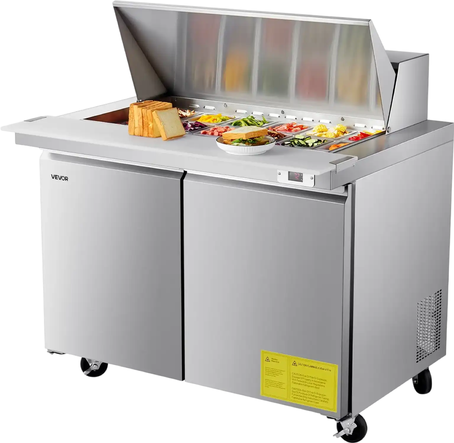 Vevor Refrigerated Prep Table 12.5 Cu. Ft with 18 Pan Basin and Cutting Board New