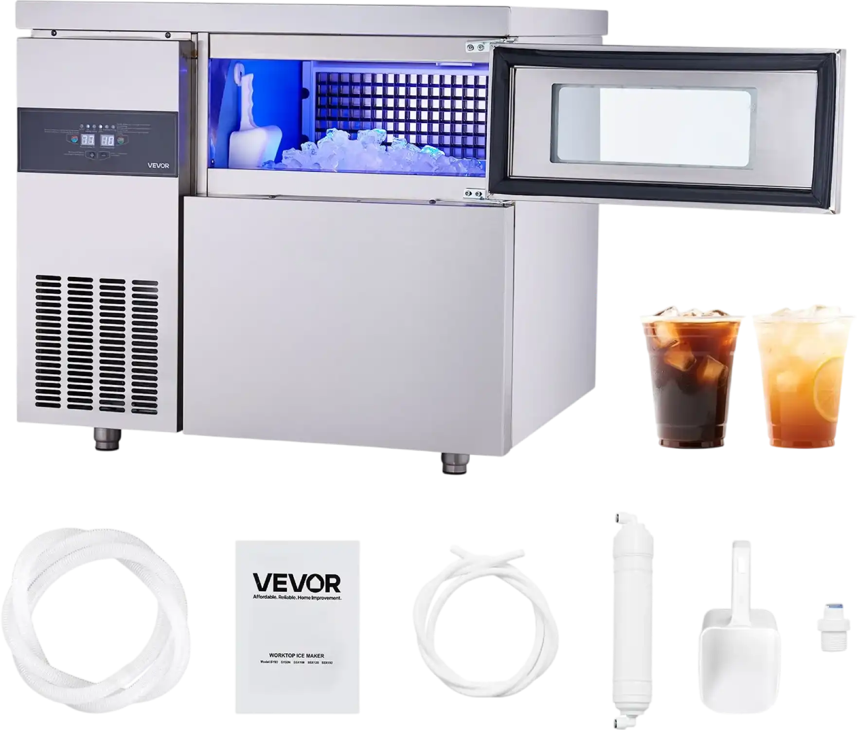 Vevor Commercial Ice Maker with Worktop 265 lbs/Day 66 lbs Storage New