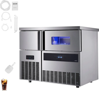 Vevor Commercial Ice Maker with Worktop 330 lbs/Day 88 lbs Storage New