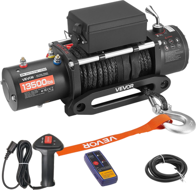Vevor Electric Winch 13,500 lb. Load Capacity 3/8 in. x 85 ft. Synthetic Rope Remote Control New