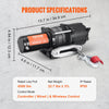 Vevor Electric Winch 12V with Nylon Cable Wireless Remote & Hawse Fairlead 4500 Lbs Capacity New