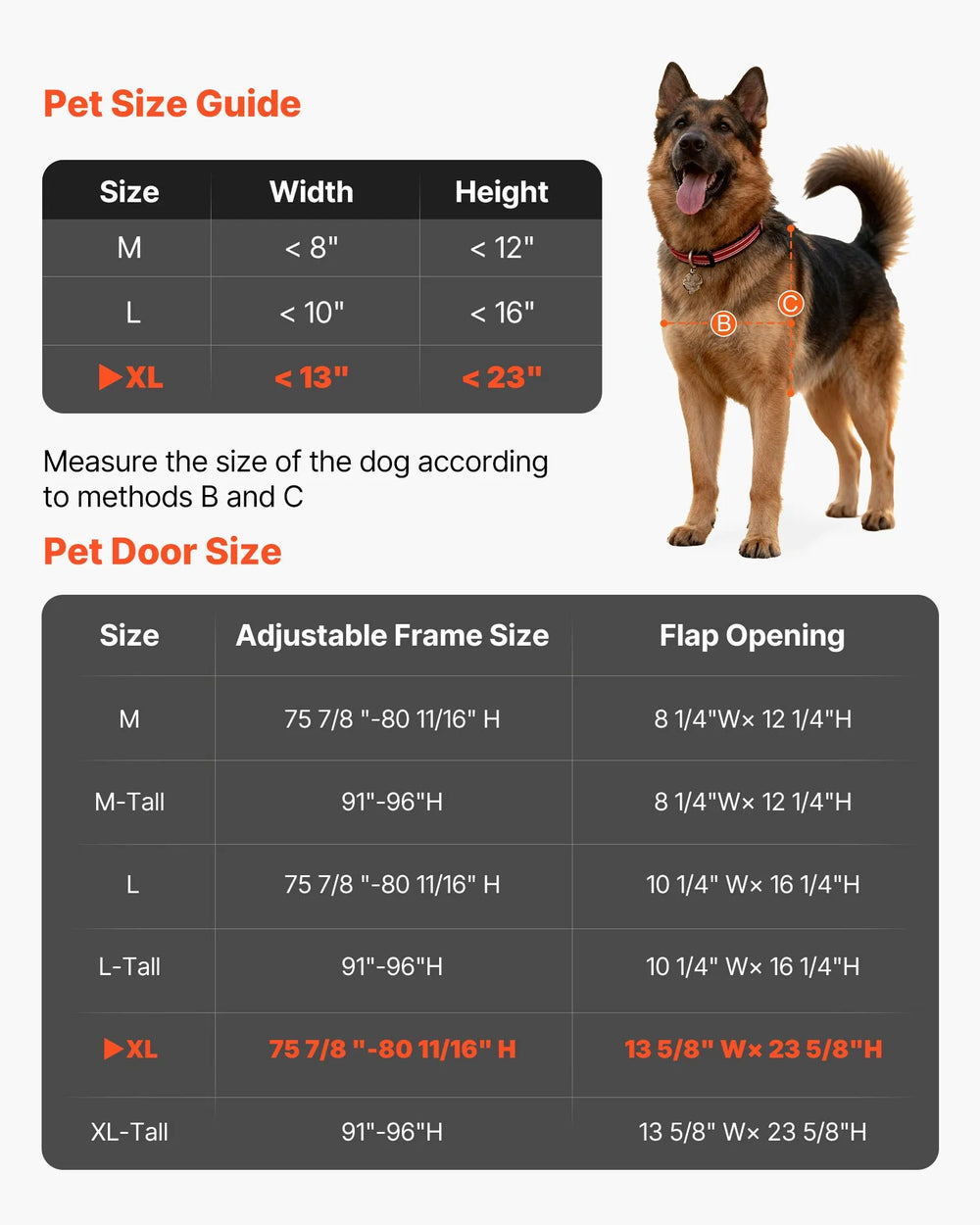Vevor Pet Door 13.6 x 23.6 in. Flap 91-96 in. Adjustable Height Lockable for Sliding Glass Doors New