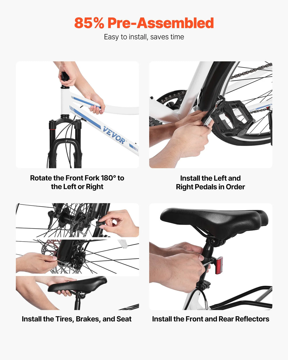 Vevor Hybrid Bicycle Step-Through Frame with 21-Speed Drivetrain Rear Rack New