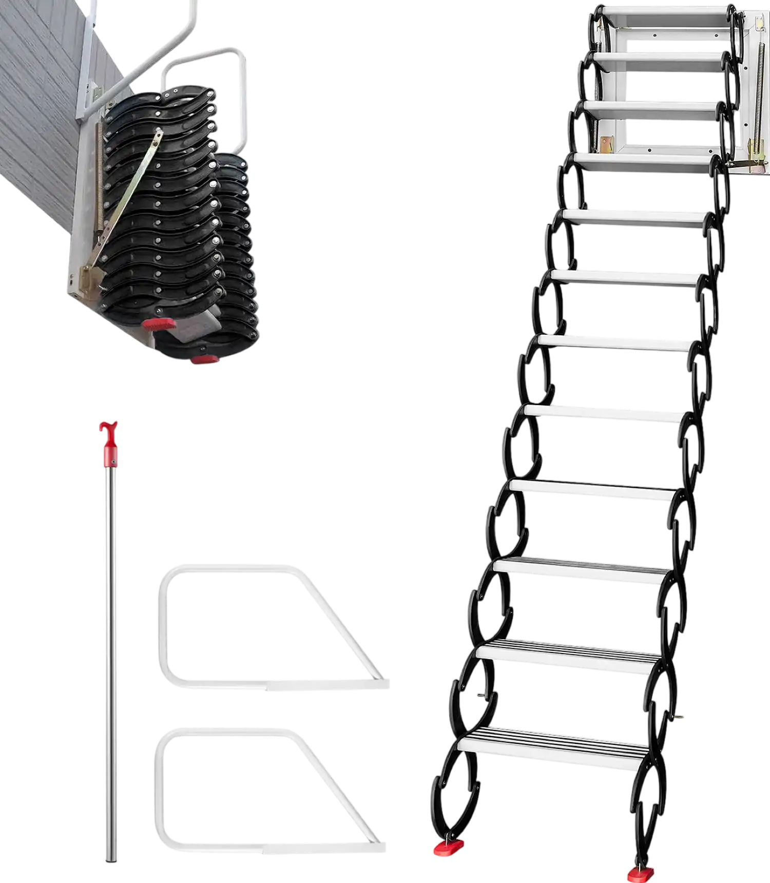 Vevor Attic Ladder 12 Steps 9.8' Alloy Folding S-Bent Skeleton Stainless Steel 660 Lbs Capacity New
