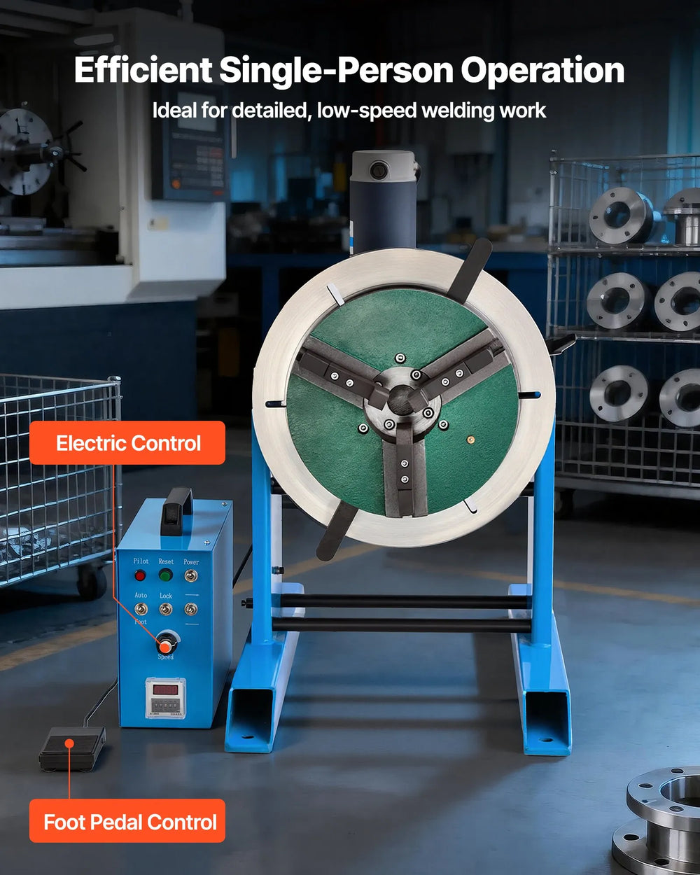 Vevor Rotary Welding Positioner -45° to 90° Tilt Angle 0.2-2.5 RPM 661 lb. Capacity New