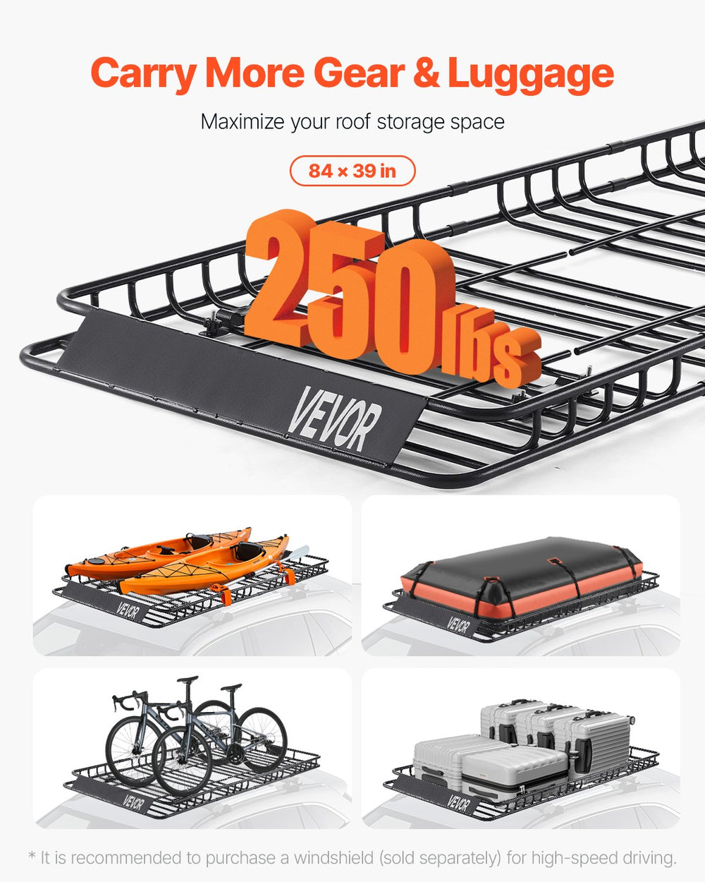 Vevor Roof Rack Cargo Carrier 84" x 39" x 4" Car Top Luggage Holder New
