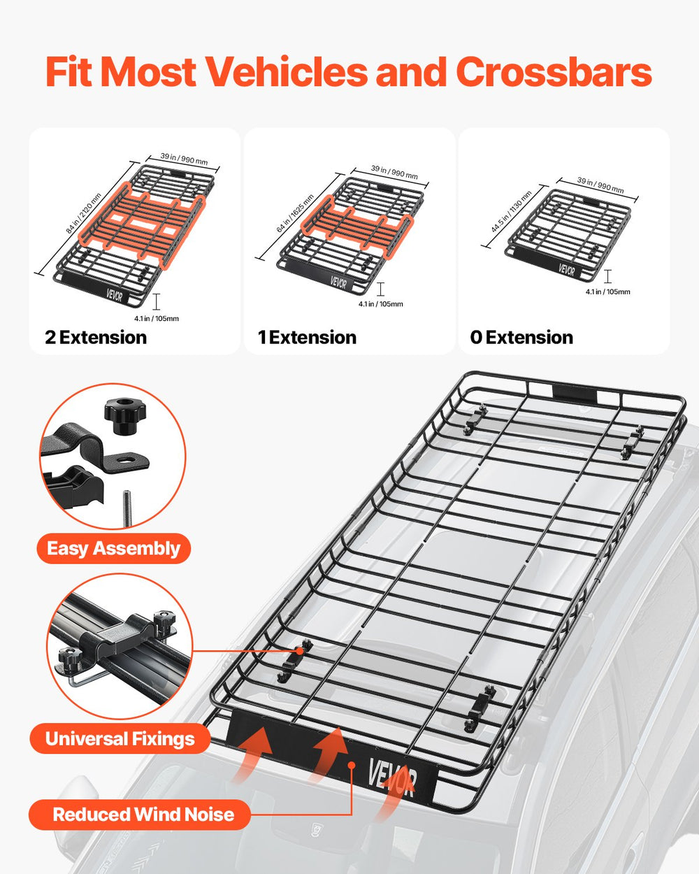 Vevor Roof Rack Cargo Carrier 84" x 39" x 4" Car Top Luggage Holder New