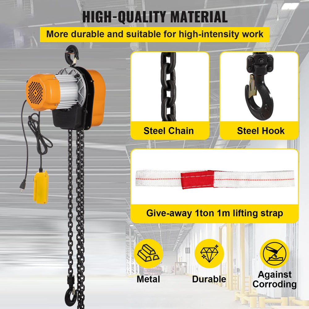 Vevor Electric Chain Hoist 1100 Lbs Winch with Wired Remote Control 15' Max Lift Height New