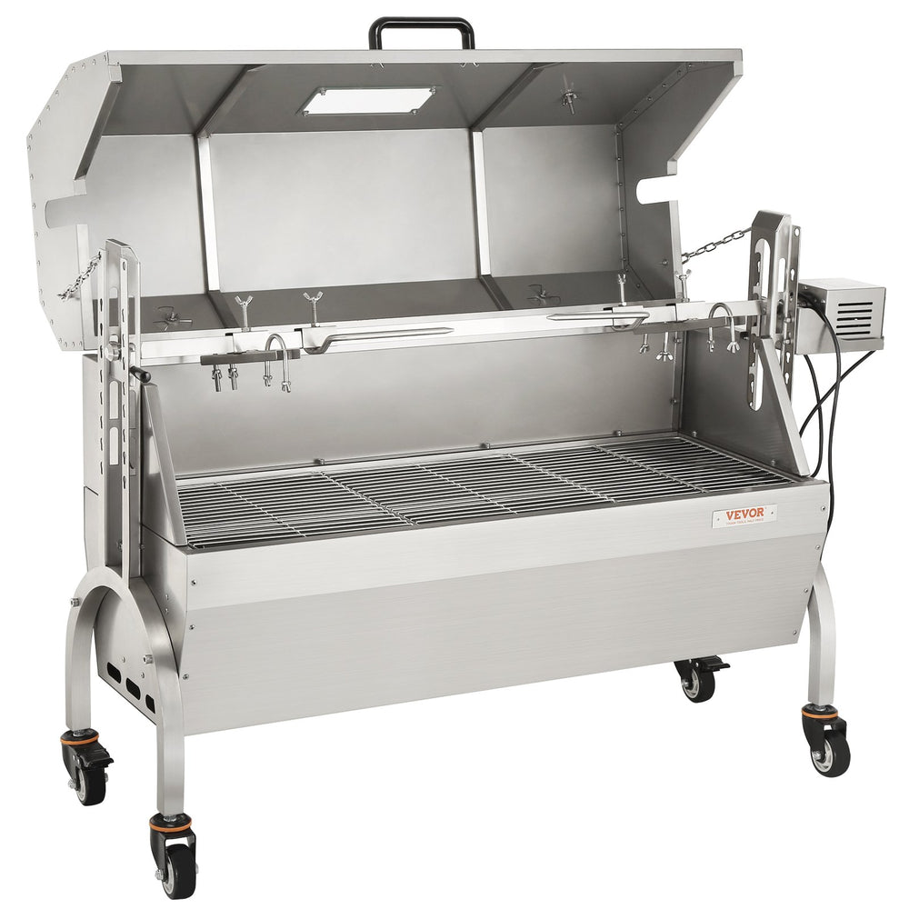 Vevor Spit Rotisserie BBQ Grill 42.3" 132 Lbs Capacity 50W Electric Roaster with Hooded Cover New