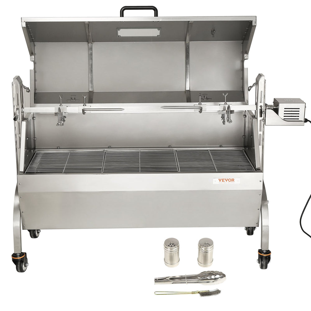 Vevor Spit Rotisserie BBQ Grill 42.3" 132 Lbs Capacity 50W Electric Roaster with Hooded Cover New