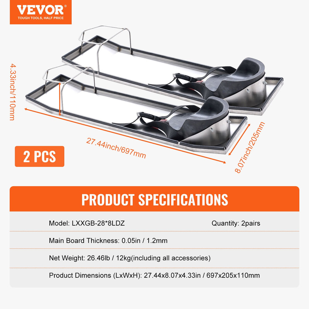 Vevor Concrete Knee Boards 28" x 8" Stainless Steel Kneelers 2 Pairs New