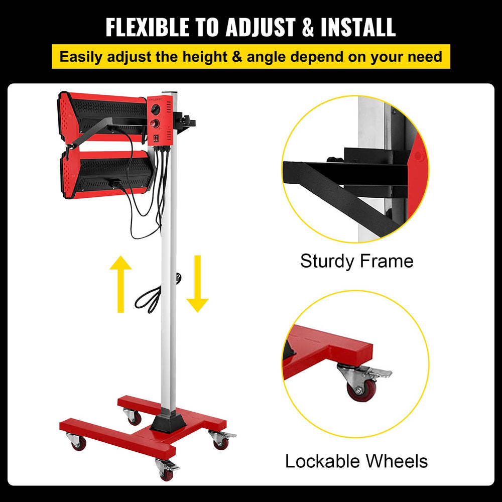 Vevor Infrared Paint Curing Lamp 2000W Short Wave Heater with Stand New
