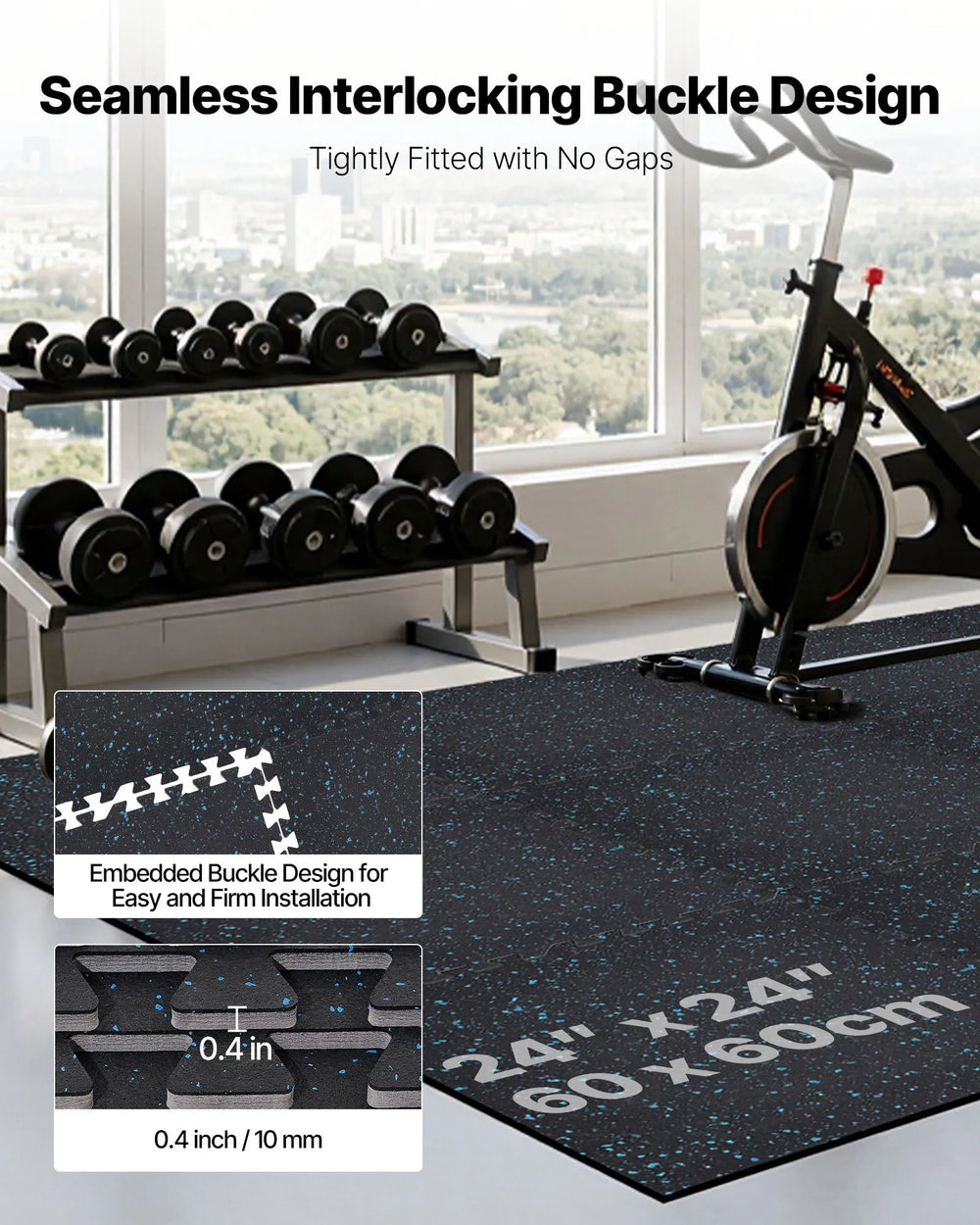 Vevor Puzzle Exercise Mat 24 x 24 in. High-Density EVA Foam Floor Padding 24 Pieces New