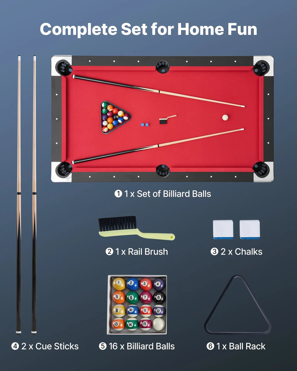 Vevor Billiards Table 6' Portable Pool Table Set with Balls and Cues New
