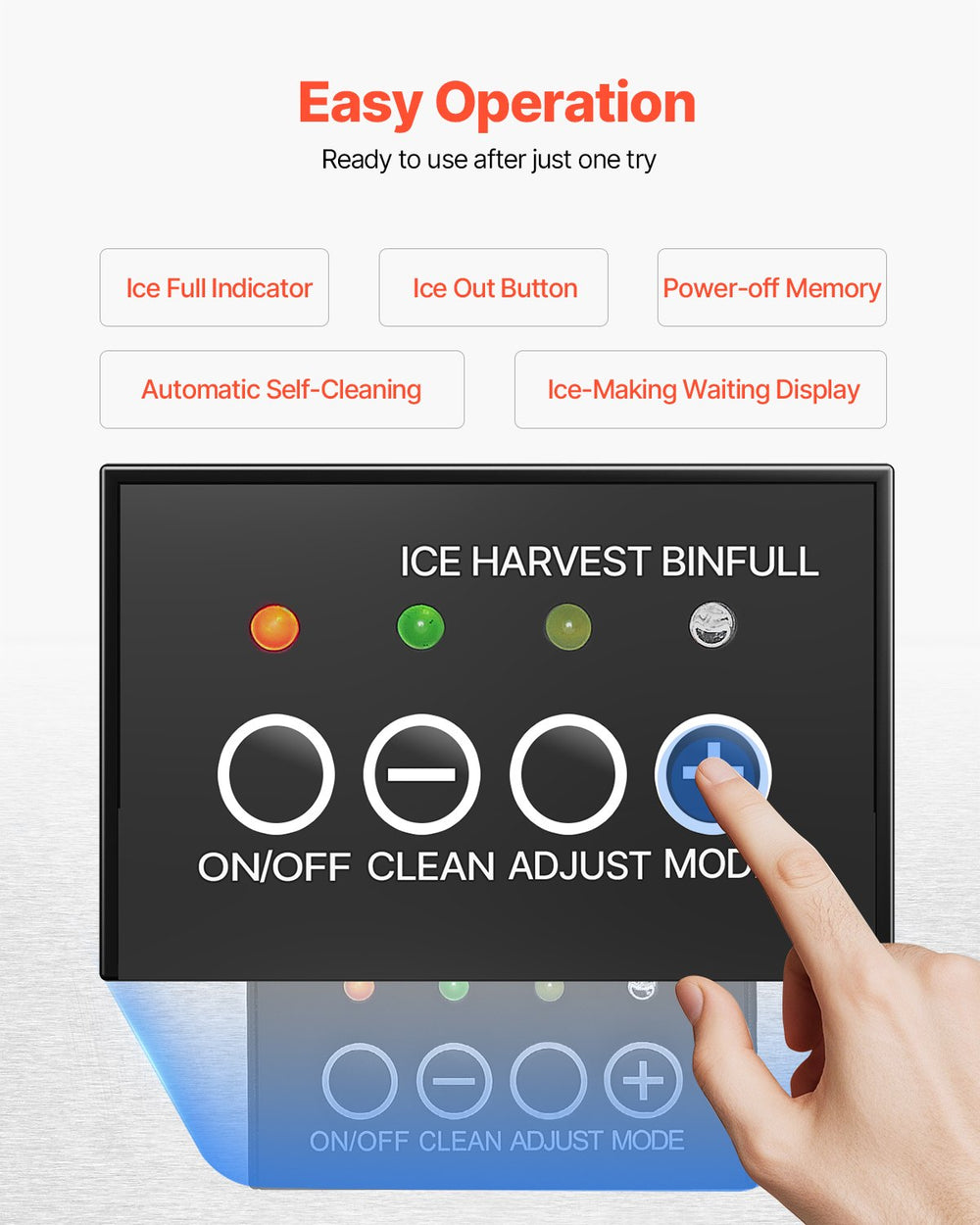 Vevor Undercounter Ice Maker 50 Lbs/Day with Reversible Door Stainless Steel New