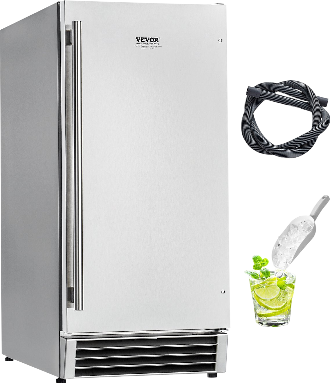 Vevor Undercounter Ice Maker 50 Lbs/Day with Reversible Door Stainless Steel New
